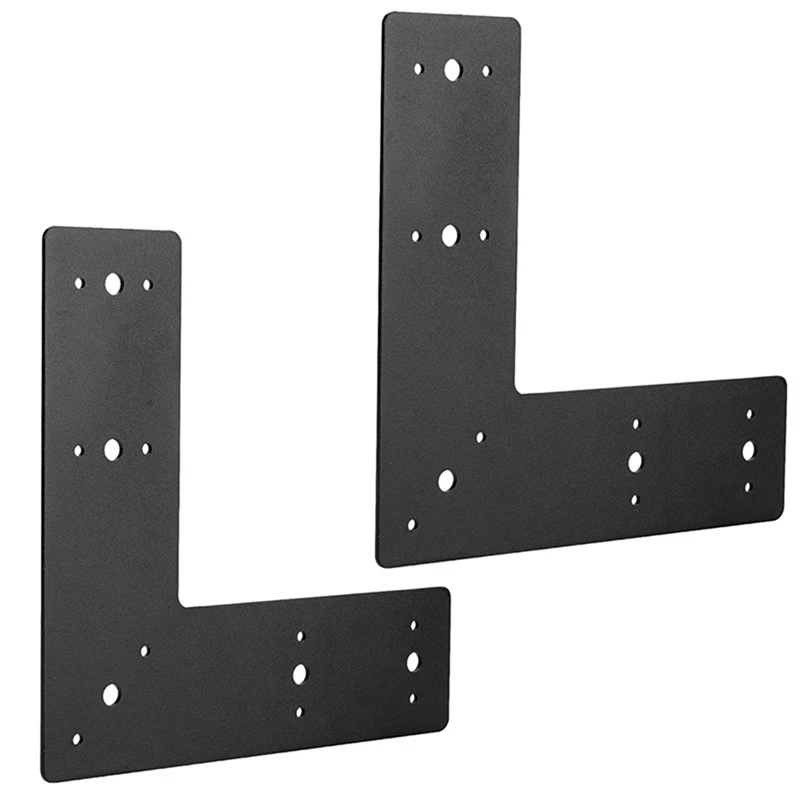 

Right Angle Bracket 2 PCS,Mending Plate Flat Straight Steel L Shape Bracket, Black Powder Coated Post To Beam Connectors