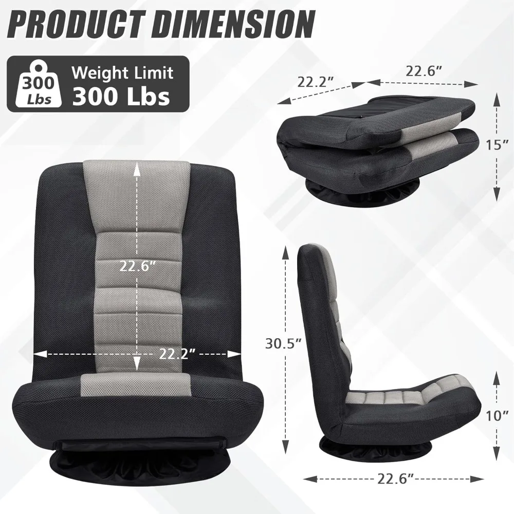 Swivel Gaming Chair Multipurpose Floor Gaming Chair for Playing Video Games, TV, Reading /Lumbar Support 2