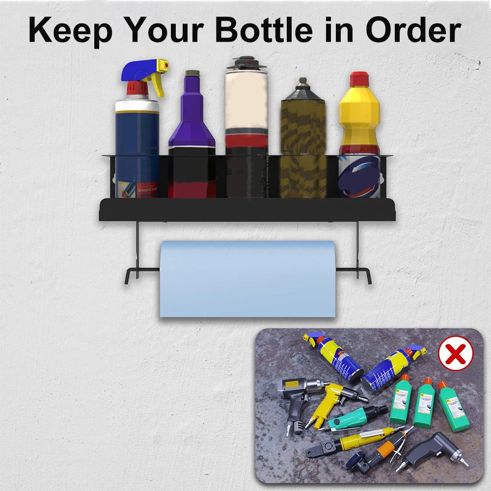 thumbnail image 2 of Steel Spray Can Holder - Wall-Mounted Organizer Rack For 5 Aerosol Cans Garage Storage 2 of 13