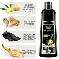 Shampoing 3 en 1 à base de plantes naturelles, 200ml, noir, marron foncé, couverture grise, nourrissant en profondeur, crème de coloration rapide pour femmes et hommes 3