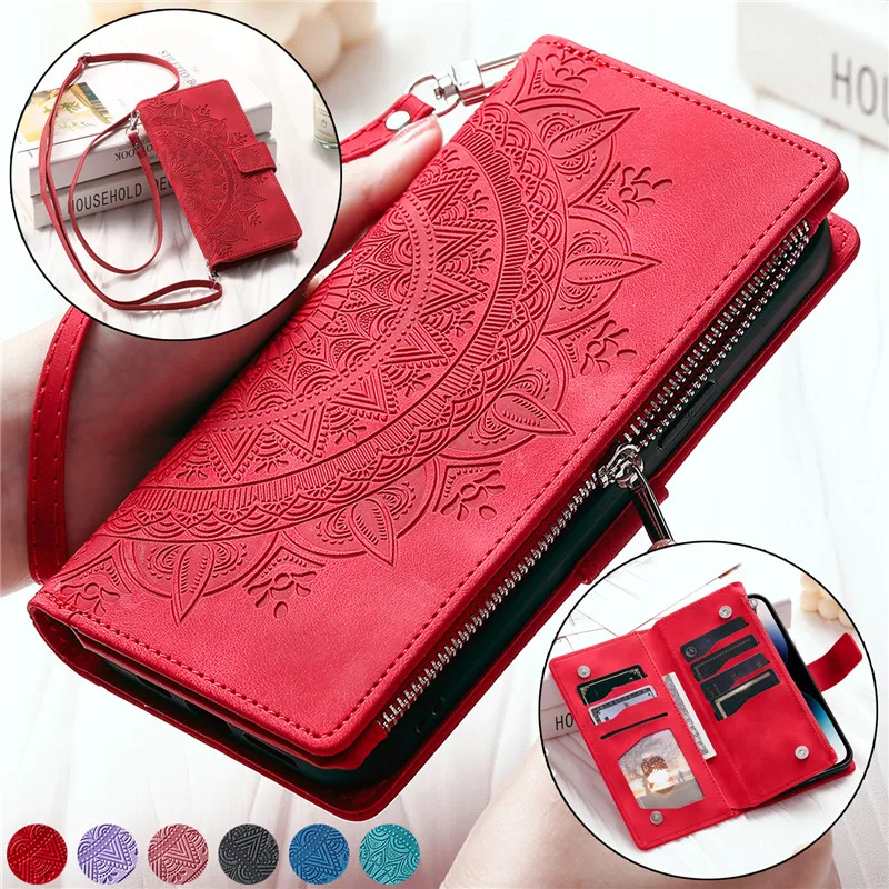 

Lanyard Leather Phone Case for Samsung Galaxy A55 A35 A15 A05 A54 A34 A13 A33 A53 A73 A14 A52 Crossbody Zipper Wallet Card Cover