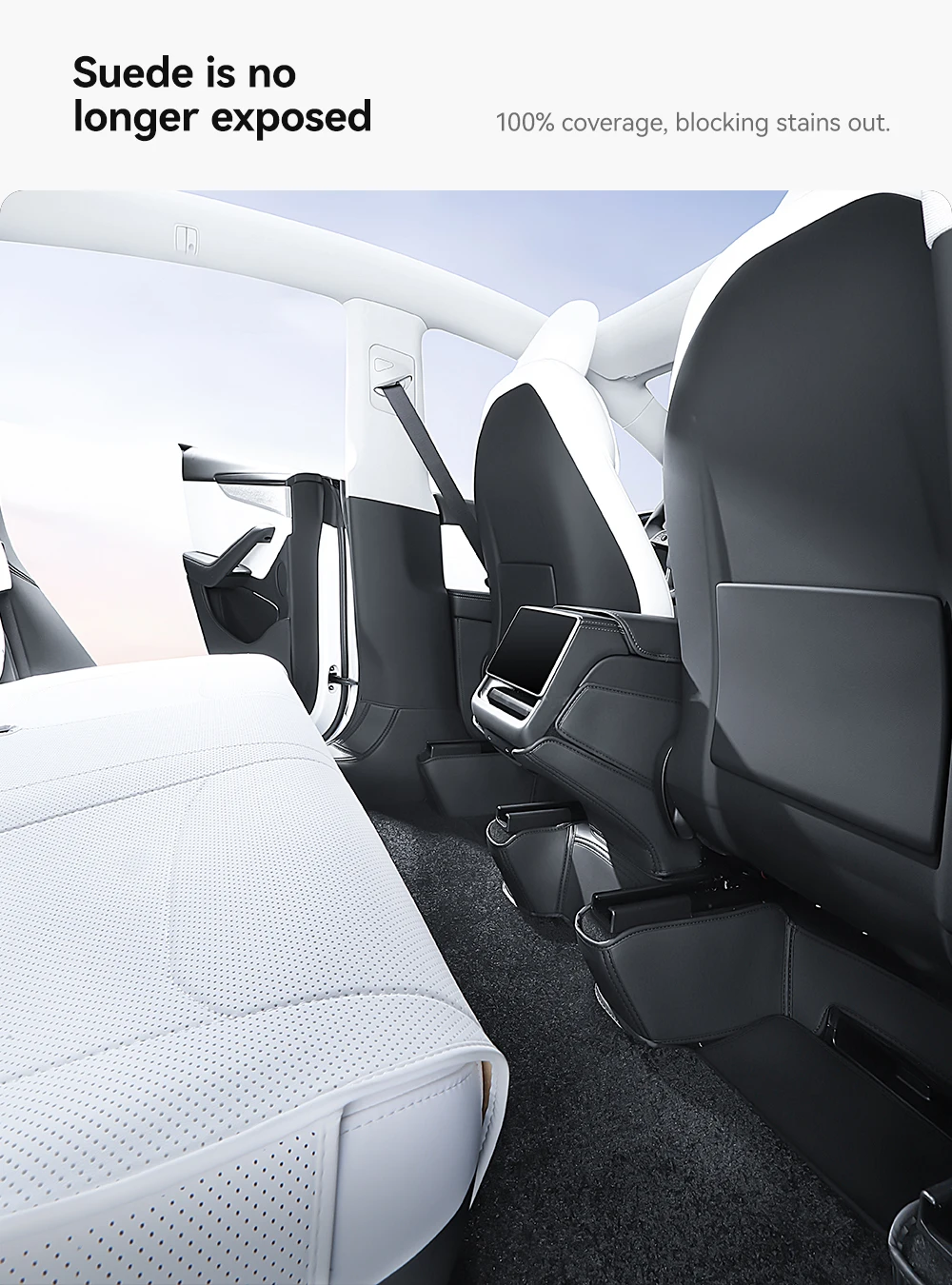 For Tesla Model Y 2025 Juniper Leather Trunk Mats Rear Seat Back Protector Pad F