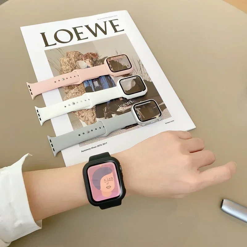 2er-Pack Gehärtetes Glas+Hülle für Apple Watch Gehäuse 44mm 40mm 42mm 41mm 45mm PC-Stoßfänger Displayschutz iWatch Serie 9 8 7 6 5 3 SE – Detail 26