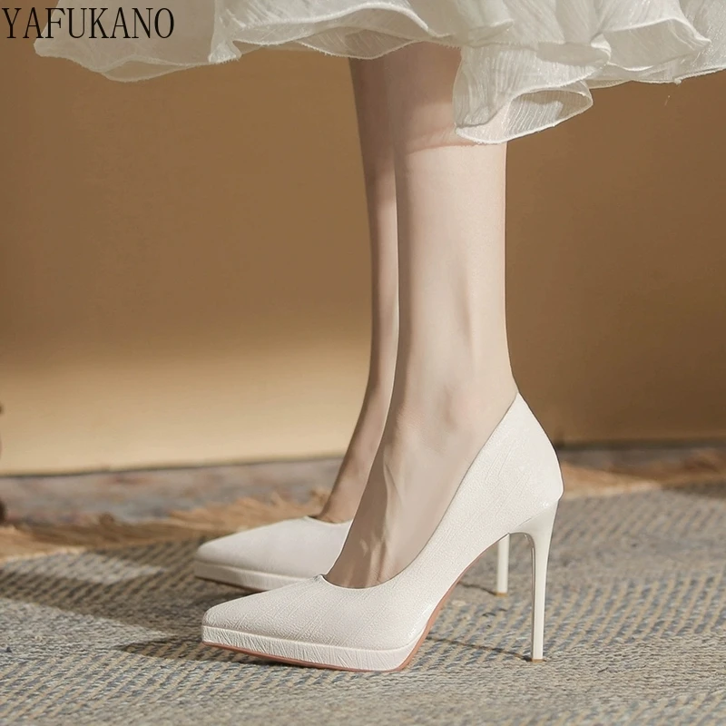 

Black High Heels Women Thin Heels Pumps Waterproof Platform 12CM Party Prom Shoes Minimalist Temperament Pointed Toe Work Shoes