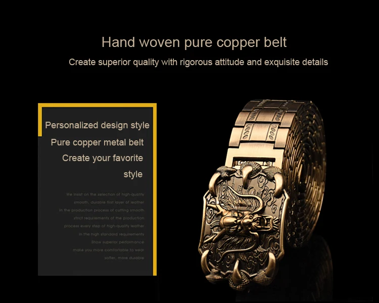 Men's belt Stainless steel Belt Retro Dragon metal Belt Gold Color Charm Belt Hip Hop Punk Strap self-defense luxury Belt male formal belt for men