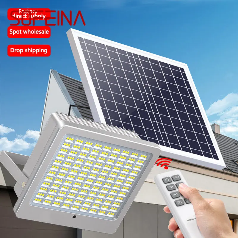 SOFEINA Solar Flood Light With Remote Control Waterproof IP65 LED Outdoor Floodlights Lamp For Courtyard Garden Balcony