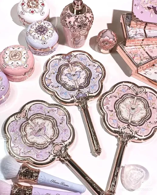 Fleur sait papillon nuage collier Collection miroir cosmétique main tenant miroir exquis soulagement outils de maquillage miroir sirène 3