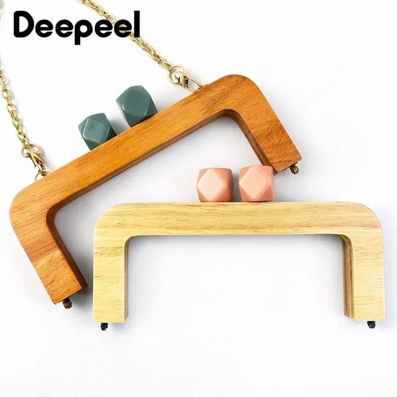 1Pc Deepeel 20*8cm Wooden Handle Resin Head for Bag Handbag Closure Brackets Buckle Kiss Clasp Purse Frames DIY Bags Accessories
