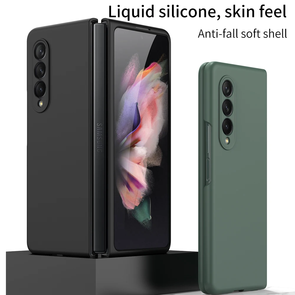 Liquid Silicon Case For Samsung Galaxy Z Fold 3 Cover Ultra Thin Soft TPU Protector Phone |