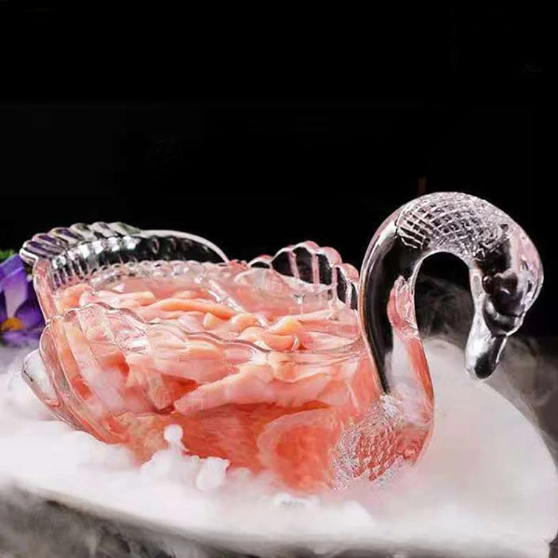 

Креативная акриловая миска в виде лебедя с замороженными чашами, бытовые характеристики, горячий горшок, ресторан, утка, сосиска, гусь, тарелки для сосисок, художественная посуда, Новинка