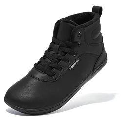 HOBIBEAR Unisex Winter Barefoot Wide Toe Faux Fur Lined Ankle Sneakers - 45 (Black)