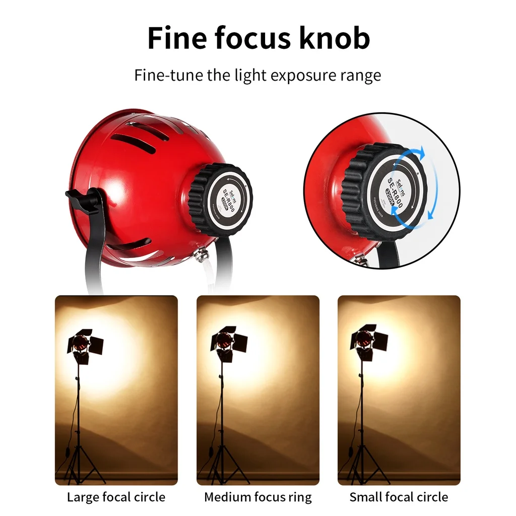 800W 3200K Photo Studio Red Headlight Spotlight Photography Warm Color Light For