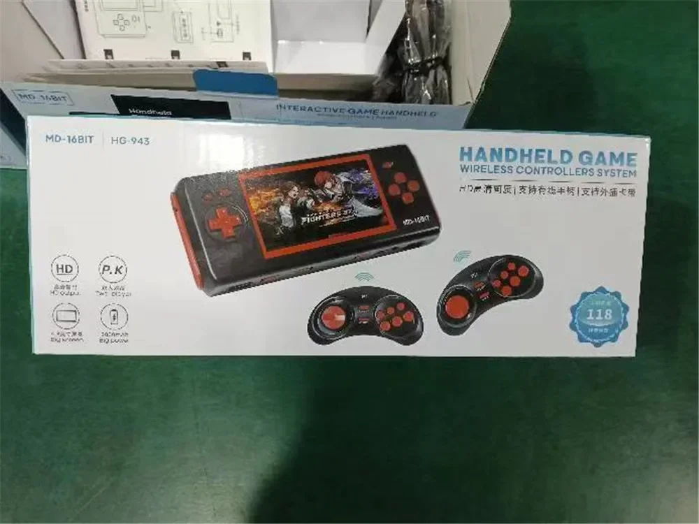 HOT 4.3'' MD 16BIT HDMI TV handheld game Retro game console arcade console 2player wireless have118games support game card