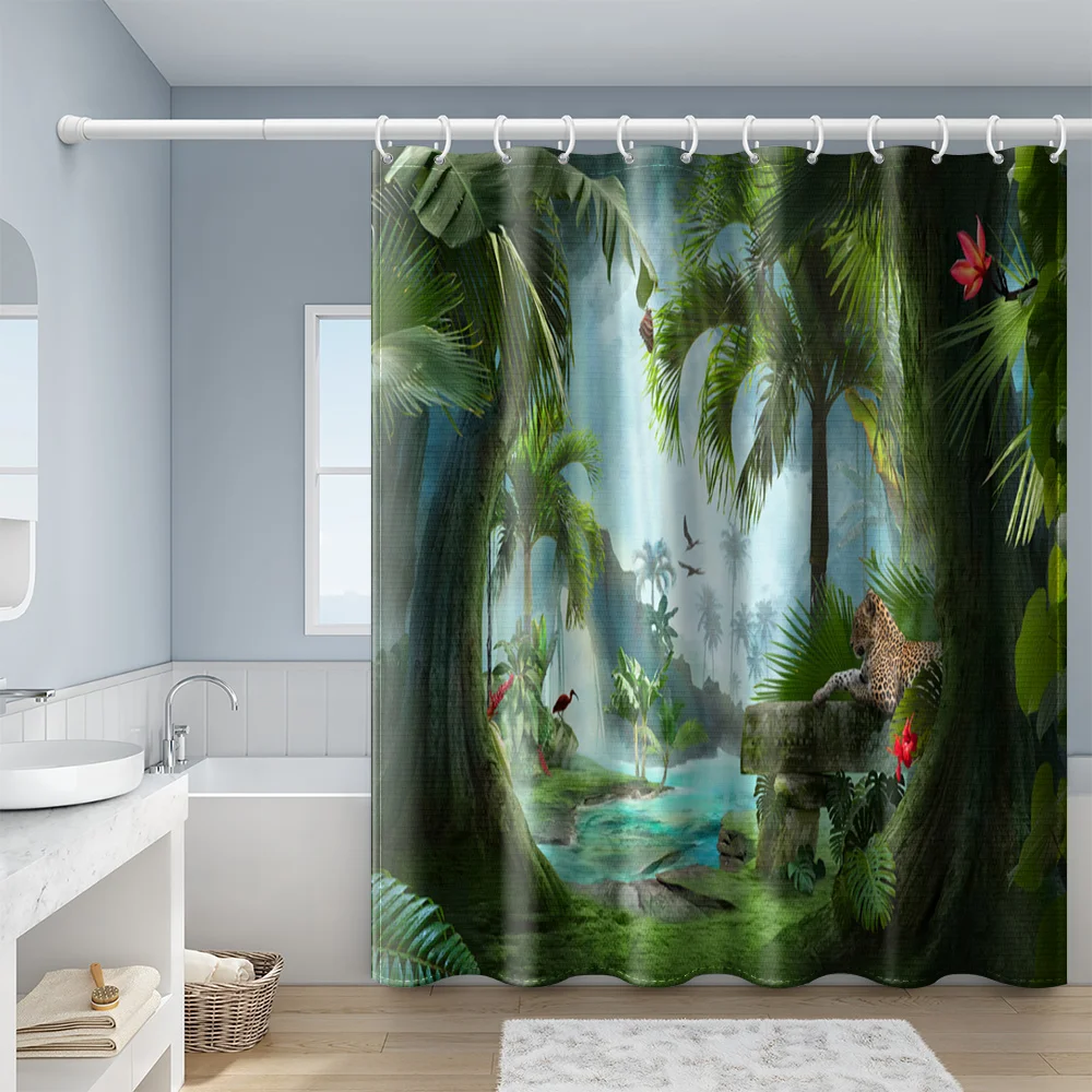 King Of The Forest Shower Curtains Jungle Bathroom Curtain Frabic