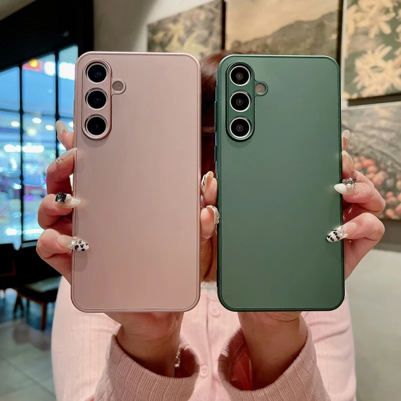 Elegant Matte Glass Luxury Plating Phone Case Cover