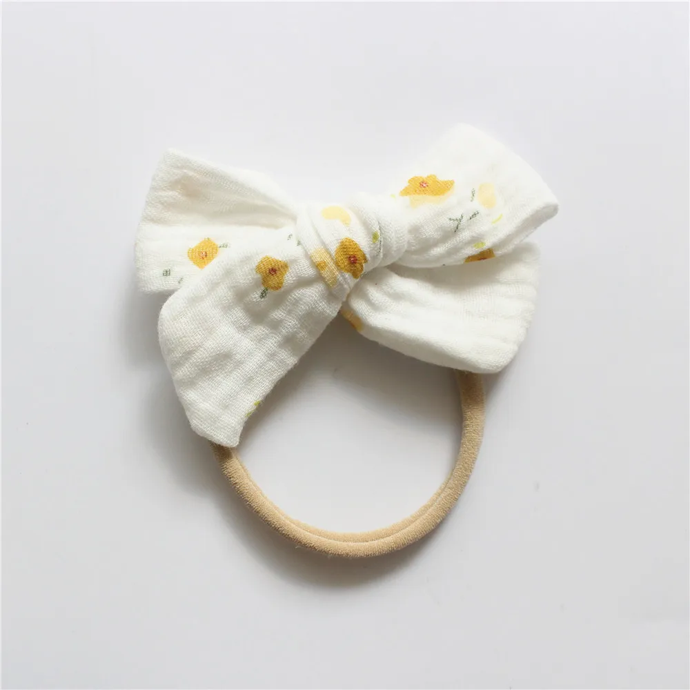 car baby accessories Muslin Cotton Gauze Bow Headband for Baby Soft Nylon Hairband Children's Hair Accessories 1pcs Baby Accessories Baby Accessories