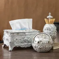Home living room, office, tissue storage box, Toothpick box, European light luxury pressing toothpick container, tissue box set 2