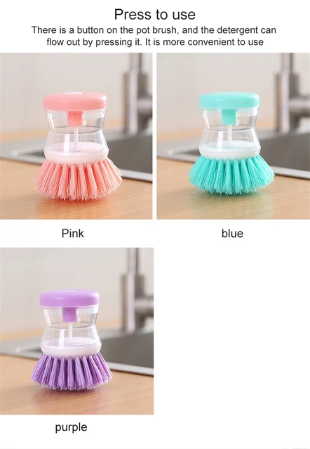 Kitchen Dishwashing Brush Dish Scrub Brush Dish Scrubber Bubble Up Brushes  With Soap Dispenser For Vegetable Utensils Cleaning - Cleaning Brushes -  AliExpress