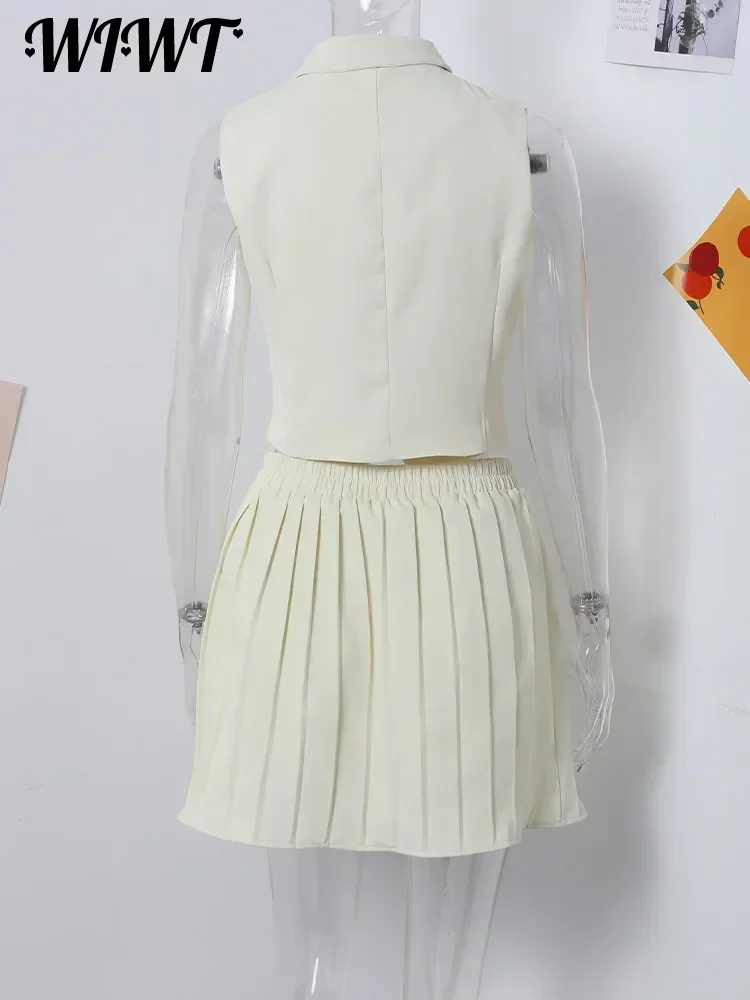 Rejina vest set & Bibi pleats mini skirt（Elegant Socialite Style 