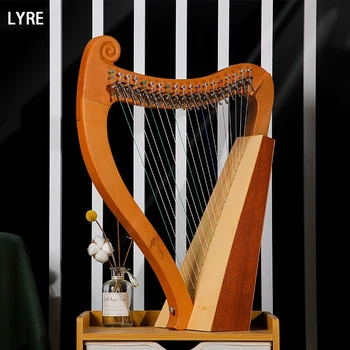 Wooden Harp Lyre 19 Strings Adult Lira Instruments Portable Lyres Nylon Children's Professional Musical Instrument Accessories