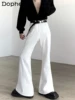 2024 New High-end White Jeans Men's American Style Retro High Street Trendy Zipper Flared Denim Trousers Male Pocket Denim Pants 1