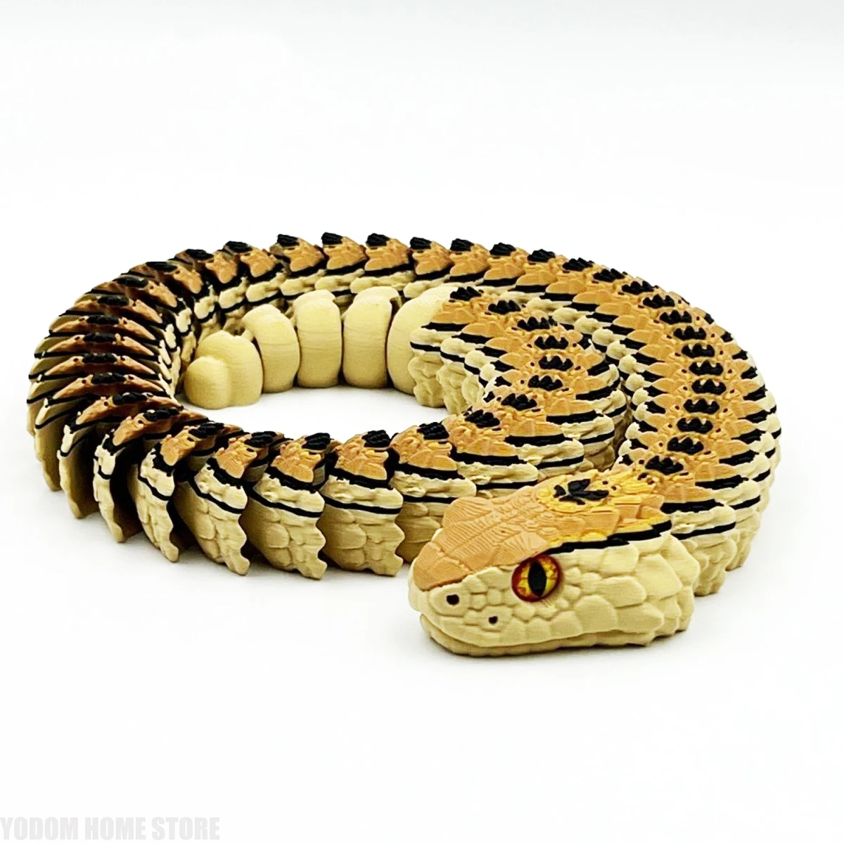 3D 프린팅된 섬세한 다관절 가동식 방울뱀 (이빨 포함) - 홈 액세서리, 책상 장식, 어린이 할로윈 장난감