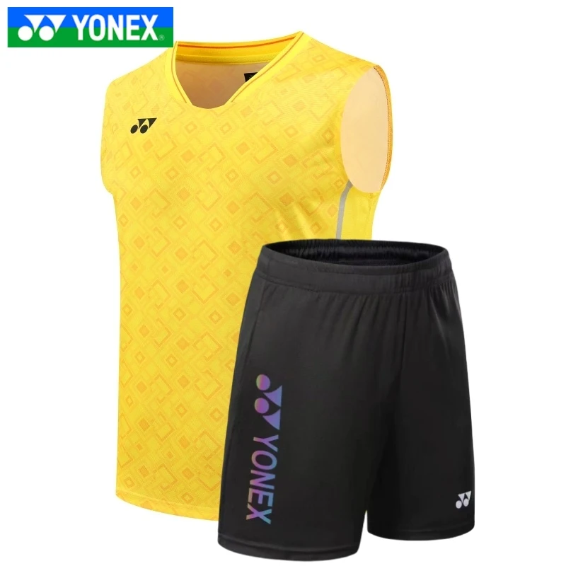 Yonex man shorts Badminton Competition Training Suit Quick-drying Breathable Sweat-absorbent Sleeveless short sleeve top T-shirt
