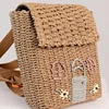 Cute House Shape Straw Backpacks for Little Girls Funny Handmade Woven Back Pack Lovely Summer Beach Bag for Children 2023 Bags 4