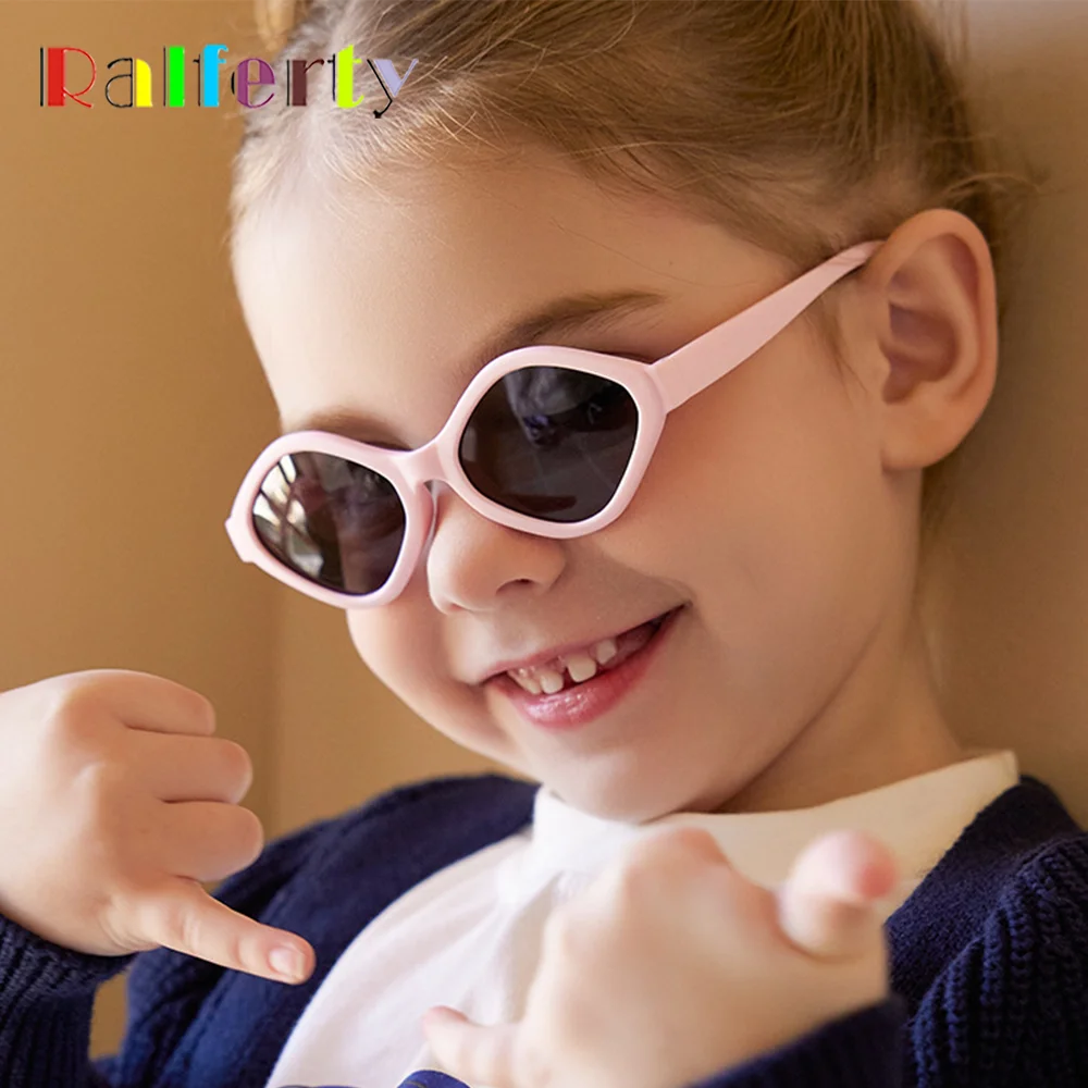 Ralferty 0-3 Year Retro Diamond Kids Sunglasses Child Baby Pink Anti-glare Eyepieces Polarized Sunglasses Infant Summer