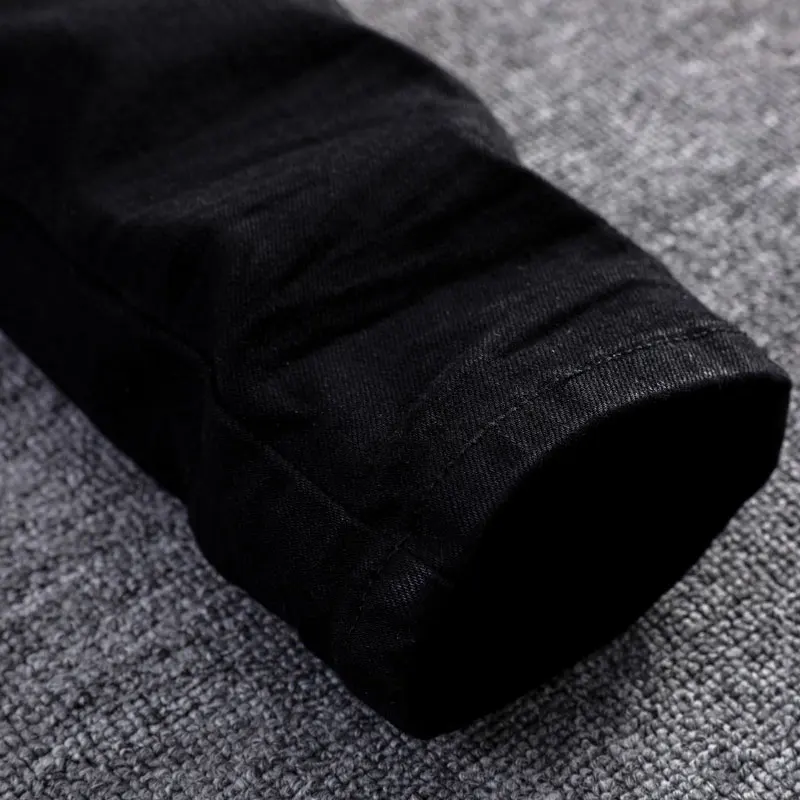 High Street Fashion Men's Tight Jeans Elastic Black Jeans Men's Punk Pants Brand Designer Hip Hop Jeans Pencil Pants