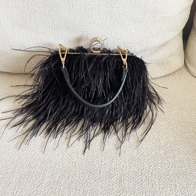 red ostrich handbag