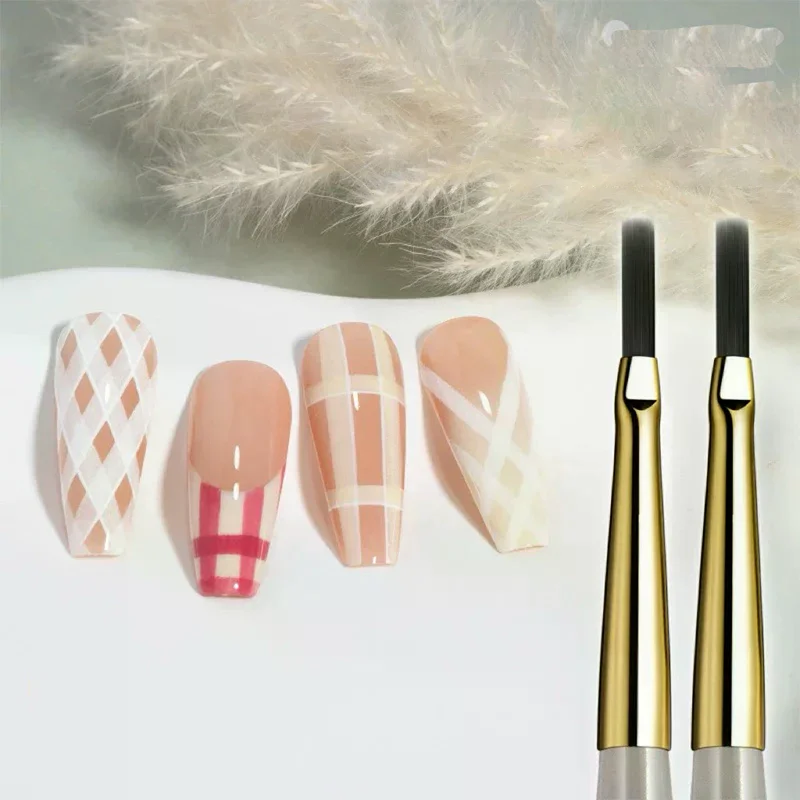 1/2PCS French Plaid Nail Art Brushes Set - Line Grid Pattern Drawing Pen for DIY UV Gel Extension & Manicure Painting Supplies