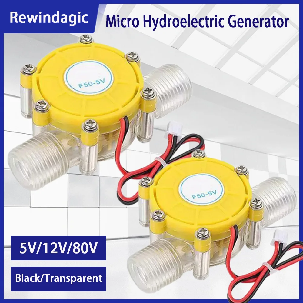 1PC 80V 12V 5V 10W DC Micro Hydro Generator Tap Water Flow Hydraulic DIY 1/2 Inch Alternative Energy Generators
