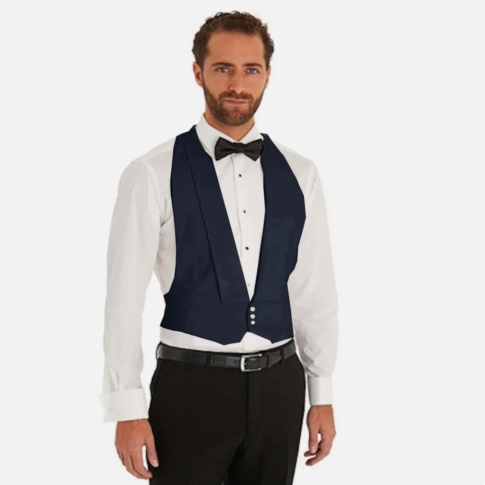 Men Vest Sexy Deep V Lightweight 3 Button White Cotton Short Style Pique Openback Spring Gentleman Groom Tuxedos Waistcoat 여름조끼 3