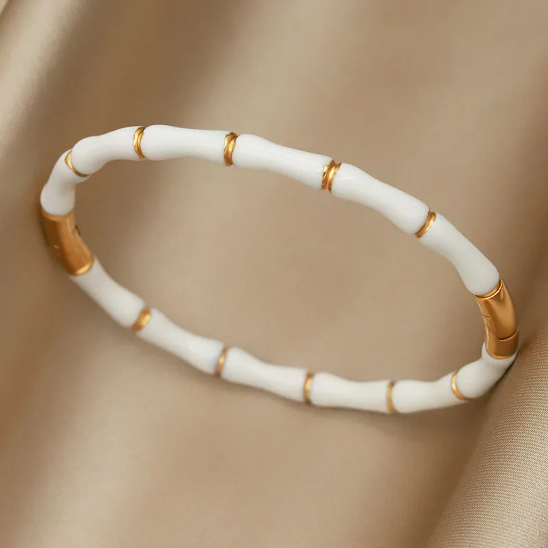 Stainless Steel Bracelet Stainless Steel Metal Multicolor Bamboo Bangles & bracelets For Women Fashion Jewelry Simple Style Accessories