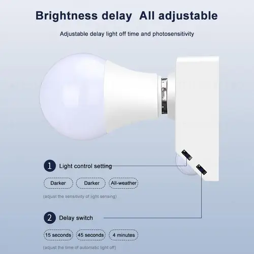 스마트 110V-240V 60W PIR 유도 적외선 모션 센서 E27 LED 램프베이스 홀더 조명 제어 스위치 전구 소켓 어댑터 4