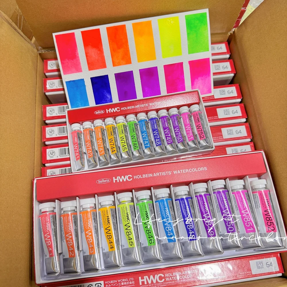 Holbein Artist Transparent Watercolor 12 colors 5ml/15ml Fluorescent Color Set 1ml/2ml Nail Art Packaging Beginner Art Supplies watercolor painting set watercolor paint watercolor pigment