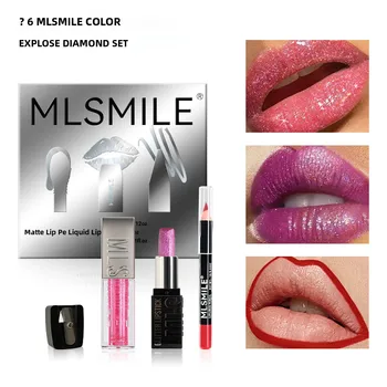 Waterproof Lipstick Long Lasting Moisturizing Matte Lip Liner Ultra Shiny Diamond Pearl Lip Glaze Makeup Kit
