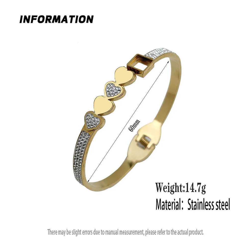 Love Zircon Gold-plated Stainless Steel Bracelet 18K Waterproof Couple Bracelet Wife Gift Bangle Bracelet Stainless Steel Bracelet Zircon Bracelet