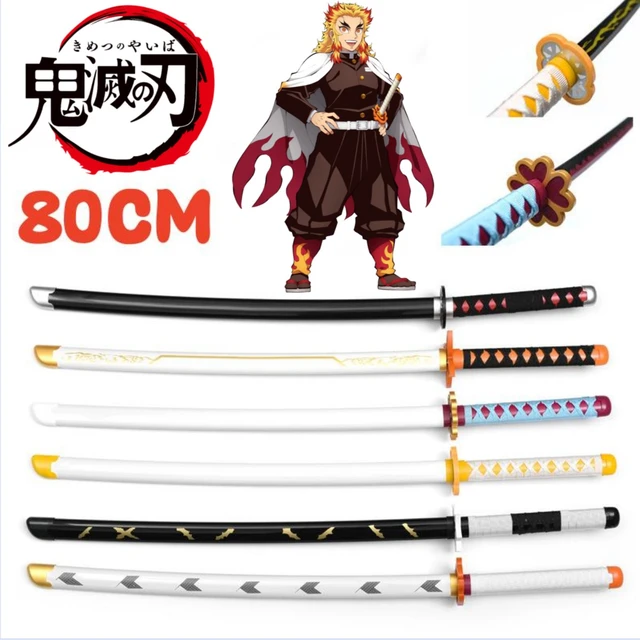 80cm Cosplay Anime Kimetsu No Yaiba Katana Weapon Original Demon Slayer  Sword Orange Rengoku Kyoujurou Kyoujurou Tanjirou Swords - Swords -  AliExpress