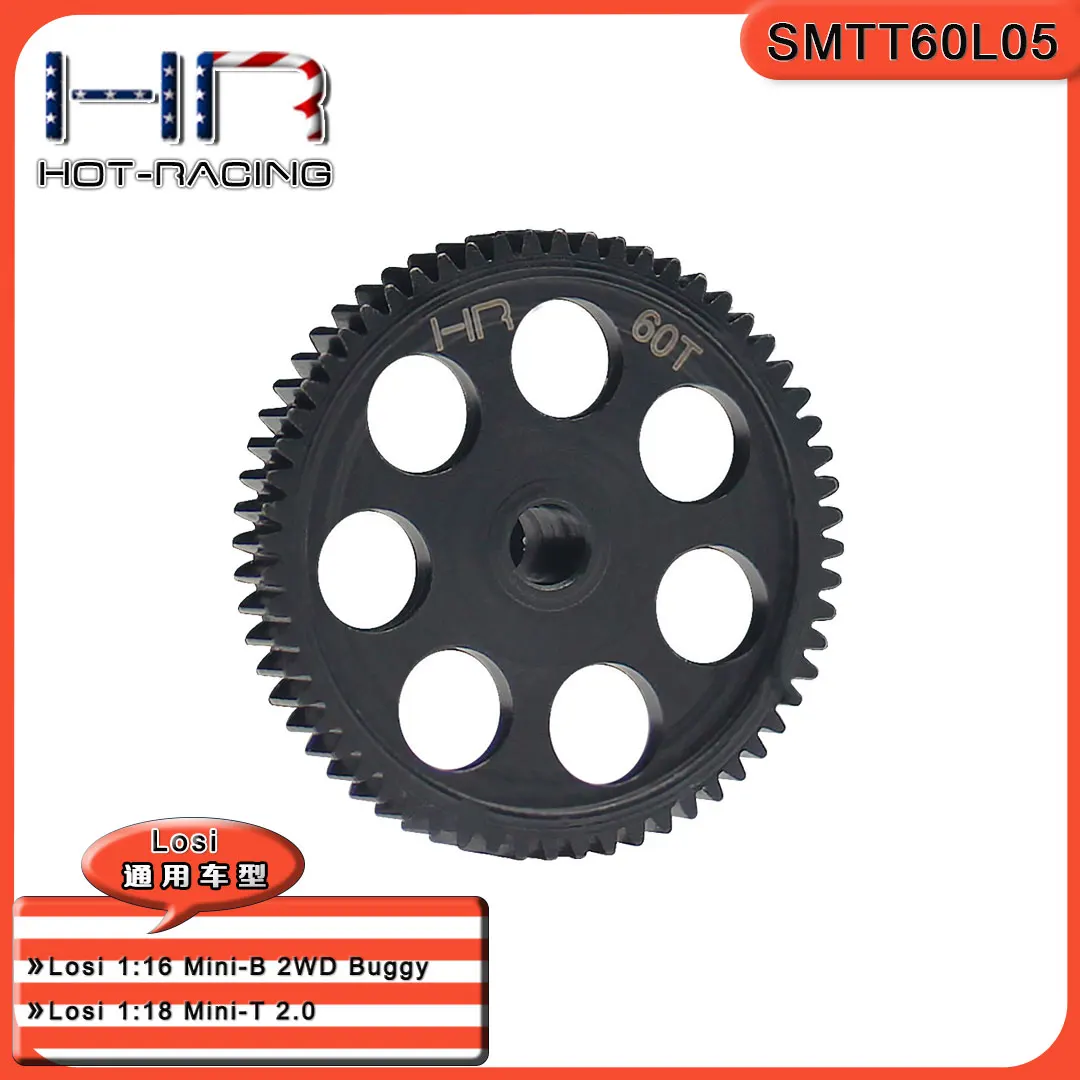 Hot Racing Super Duty Steel 0.5 Mod 60T Ingranaggio Cilindrico Per 1/18Th Th Scala Losi 2Wd Mini Drag Mini-T2 Mini B2 Veicoli
