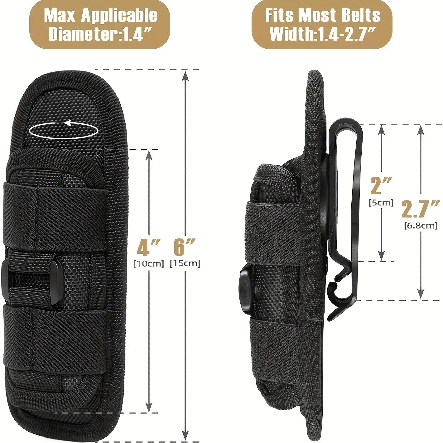 Flashlight Pouch Outdoor Tactical 360 Degrees Rotatable Molle Belt Torch Case Holder Hunting Light Accessories Waist Bag