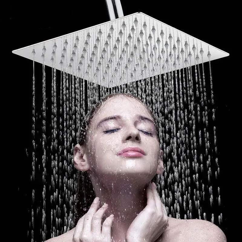High Quality 6/8/10 Inch Stainless Steel Ultra-Thin Waterfall Shower Heads Rainfall Shower Head Rain Square Round 2