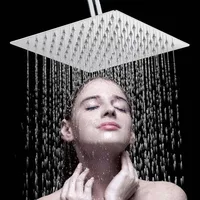 High Quality 6/8/10 Inch Stainless Steel Ultra-Thin Waterfall Shower Heads Rainfall Shower Head Rain Square Round 2