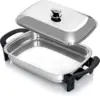 16-Inch Electric Skillet - Rectangular Stainless Steel Pan with Handles and Lid Cover 1