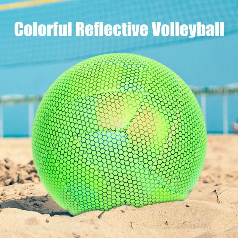 Reflective Colorful Volleyball Glowing PU Leather School Outdoor Indoor Training Sports Beach Ball