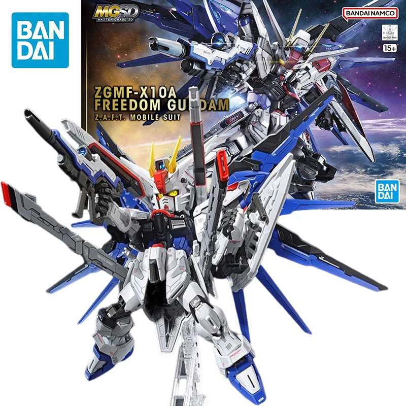 

In Stock BANDAI Original MGSD ZGMF-X10A FREEDOM GUNDAM MOBILE SUIT SEED PVC Anime Action Figures Model Assemble Collection Toy