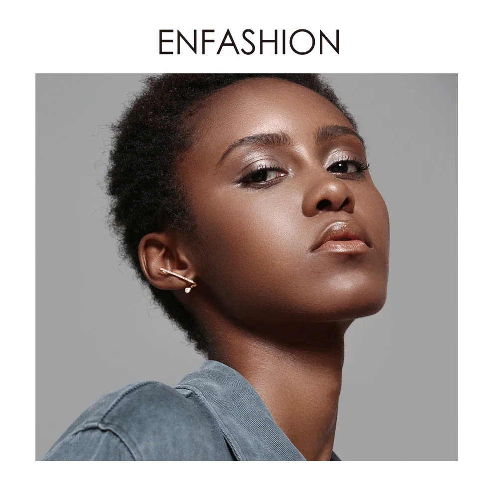 ENFASHION Punk Rhinestone Stud Earrings For Women Gold Color Statement Minimalist Earings Fashion Jewelry Pendientes EC191066