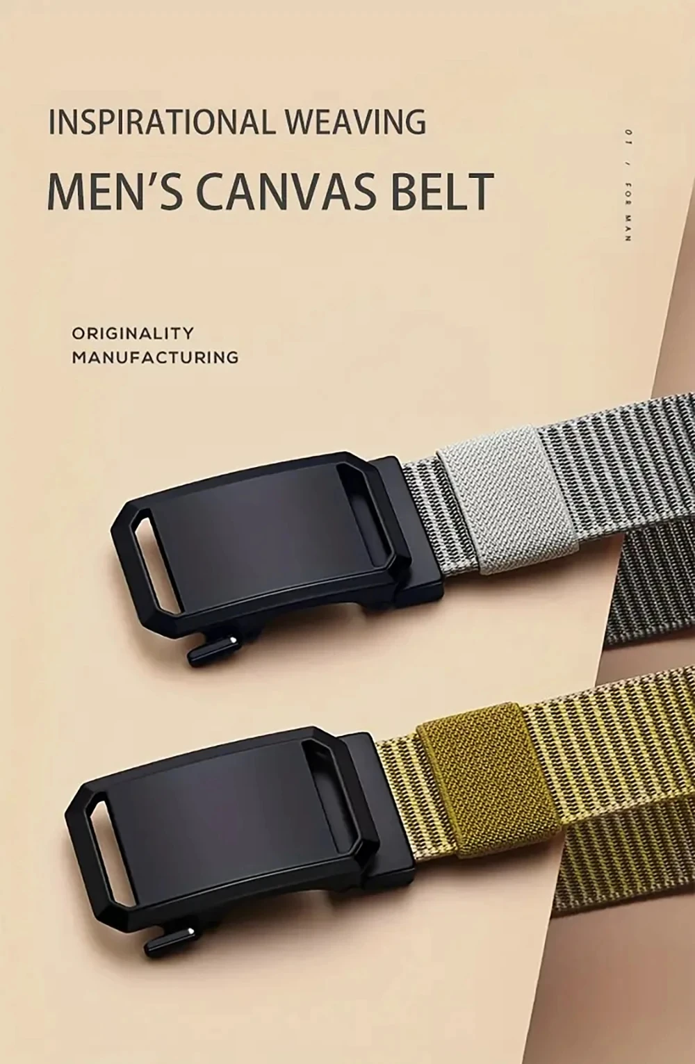 Herrengürtel, automatische Metallschnalle, Nylongewebe, Outdoor-Arbeit, taktischer Gürtel, zahnlos, automatische Schnalle, lässige Sport-Leinengürtel – Detail 2