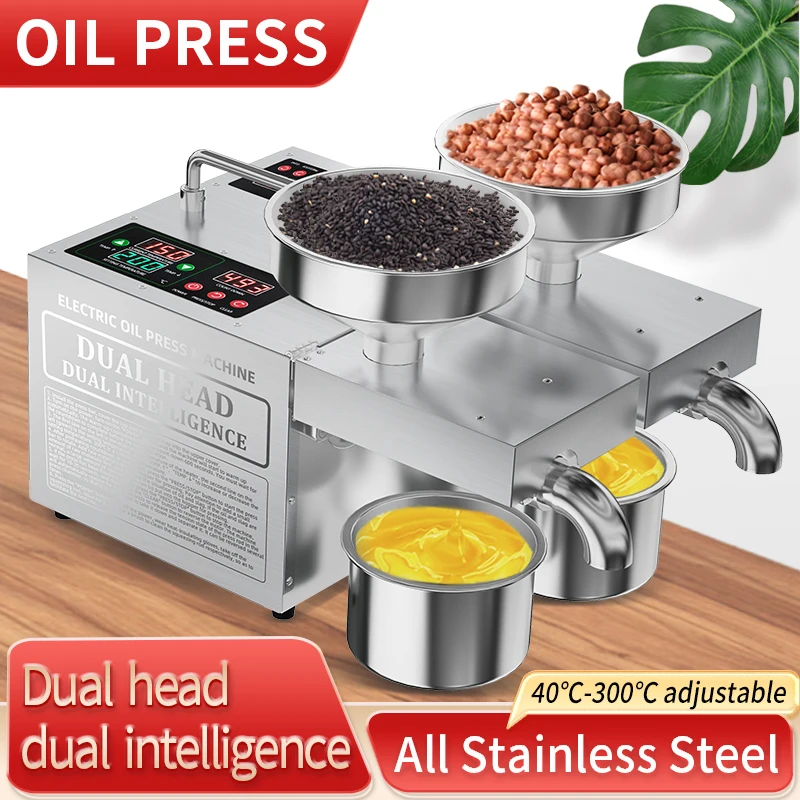 SUNZ Double head adjustable temperature oil press machine Automatic Oil Extraction Peanut Extractor Expeller oil press machine